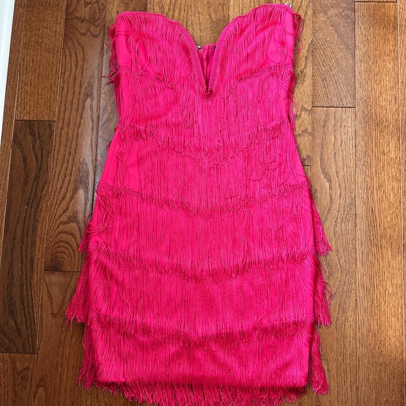 Lime Lush Pink Magenta Fringe Mini Dress - Picture 8 of 16